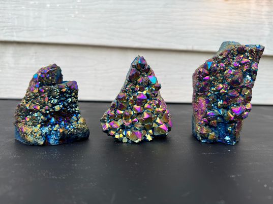 Titanium Aura Amethyst Cut Bases