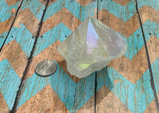 Aura quartz half polished point